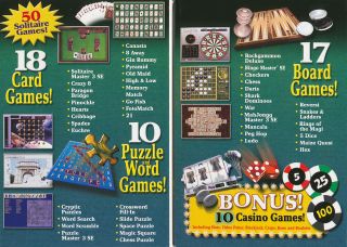 Card Board Games Deluxe Suite eGames 55 PC Games Solitare Chess etc