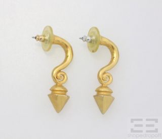 Karl Lagerfeld Hammered Gold Tone Spike Drop Earrings