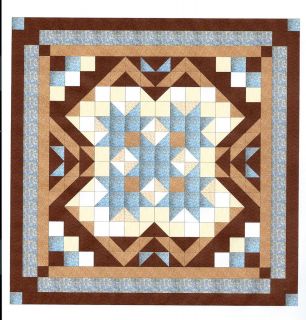 Easy Quilt Kit HeavenVariation Blue Brown Queen Size Pre cut Ready To