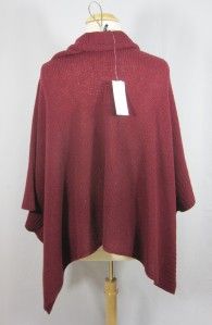 Eileen Fisher $238 Merino Cashmere Linear Texture Poncho Cranberry M L