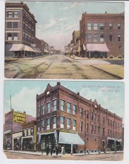 EAU CLAIRE WI WISCONSIN POSTCARD LOT 2 DOWNTOWN BARSTOW STREET TROLLEY