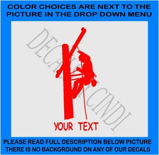 Electrical Lineman Cable Decal Vinyl Job Your Text 1028