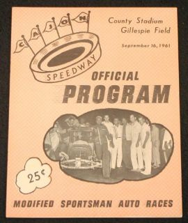 1961 Racing Program Cajon Speedway Auto Races  