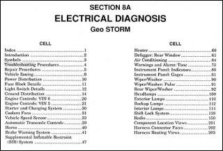 1990 Geo Storm Electrical Diagnosis Service Manual Wiring Diagrams 90