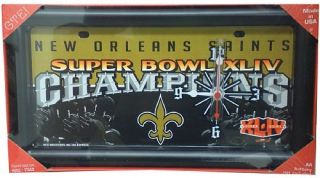 New Orleans Saints Super Bowl Champions License Plate Wall Clock New