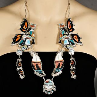 Eldred Martinez Butterfly Maiden Necklace Set Sterling Silver Squash