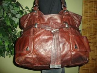 Large Brown Distressed Leather B. Makowsky Shoulder Tote bag Purse
