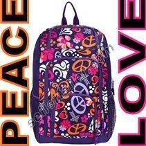 Eastsport Triple Pocket Peace Love Backpack Book Bag