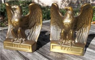  PM Craftsman Bald Eagle Brass Bronze Bookends Eaton Park Florida 1776