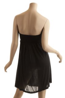 BCBG Max Azria Womens Black Knit Jersey Modal Strapless Cover Up Dress