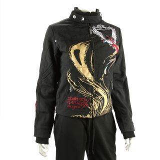  Ed Hardy Black Womens Eagle and Panther Jacket