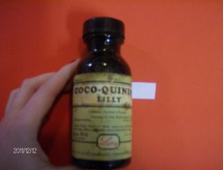  Empty Bottle Coco Quinine Eli Lilly Company Medicine Sulfate