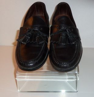 Mens Black Leather Allen Edmond Tassel Loafers Shoes Size 8.5 M