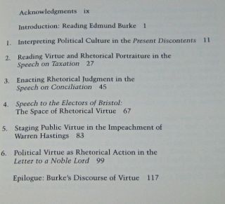 Edmund Burke and The Discourse of Virtue 1stEd HB DJ