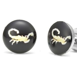 New Scorpion Stainless Steel Stud Earrings for Men Black Black Yellow