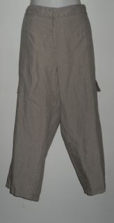 Eileen Fisher Natural Organic Linen Cropped Cargo Pants 22W $188