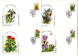 Complete set of 6v and Souvenir sheet   Protected Flowers,