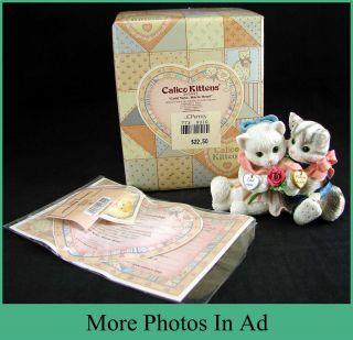 1997 LE Enesco Calico Kittens Cold Nose Warm Heart In Box 295442