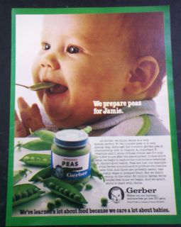  1980 Ad Gerber Baby Food Strained Peas Vitamin Rich