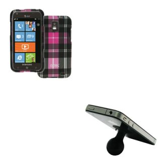 Empire Pink Plaid Case Cover Suction Gel Phone Stand for Samsung Focus