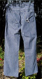 Vtg 50s 60s Big E Hickory Railroad Stripe Pants Jeans. W 29