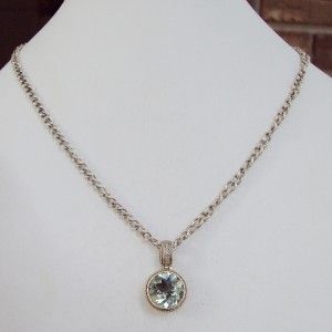 EFFY Sterling 14K Gold PRASIOLITE DIAMOND Pendant Necklace