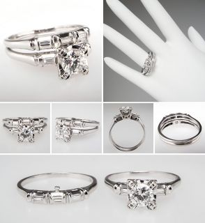 Vintage Diamond Engagement Ring Wedding Set 14K White Gold skubr0010