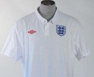 Umbro England National Football Soccer Short Sleeve White Polo Shirt