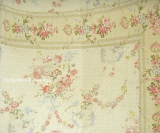  Bed Quilt Pillow Shams Set Shabby French Country Roses Chic New