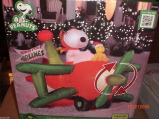  Animated Airblown Inflatable Christmas Snoopy Woodstock Airplane Decor