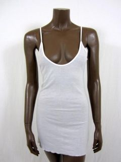 Enza Costa Womens White Ribbed Long Camisole Tank Top L $111