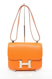 Hermes Orange Constance 23 cm Epsom Leather Handbag