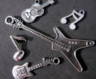 Rock and Roll Electric Guitar Music Bass Charm Kit Lot Heavy Metal