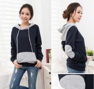  Ladies Cool Patternless P ink Hooded Jumper Top Shirt 2clr H0613