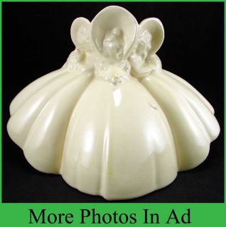 Unusual Vintage Art Pottery Vase Planter 3 Victorian Era Puffy Dress