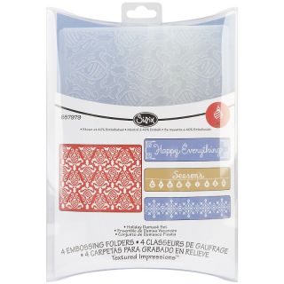 Sizzix Textured Impressions Embossing Folders 4 pack   Holiday Damask