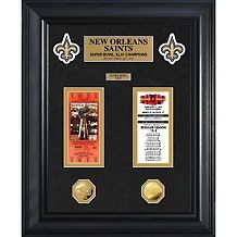 new orleans saints framed super bowl ticket and coin d