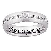 Stainless Steel Mens Engraved Claddagh Wedding Band