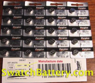 10 Energizer 357 303 SR44W Watch Battery AG13 A76 Fresh