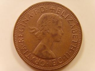 1965 one penny queen elizabeth ii british coin
