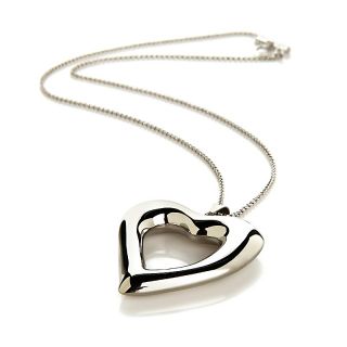 Stately Steel Open Heart Pendant with 24 Chain