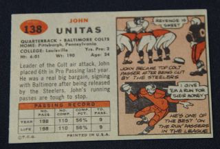 Johnny Unitas Vintage Autographed 1957 Topps Rookie
