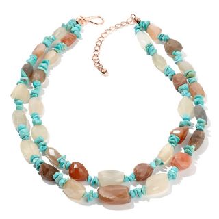  Moonstone and Anhui Turquoise Sterling Silver 18 Necklace