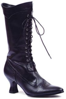 Ellie Shoes Sexy Ankle Boot Chunky Heel Black PU Lace Up 253 Amelia