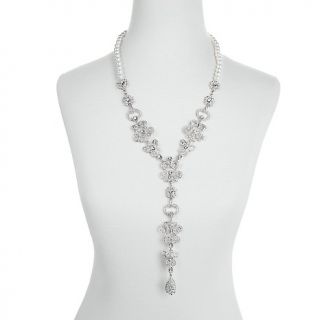  Daus Georgian Lace Crystal Accented Y Drop 23 Link Neck