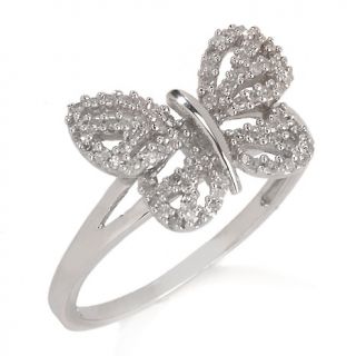 Jewelry Rings Fashion .24ct Diamond Sterling Silver Butterfly