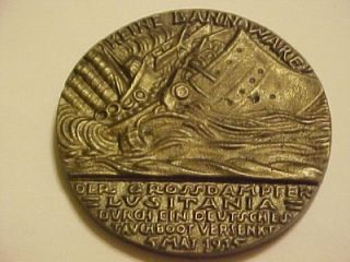 lusitania pictorial iron medal token great britian restrike excellent
