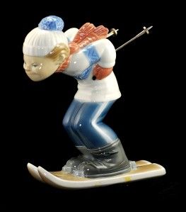lladro skier puppet figure retired 1985