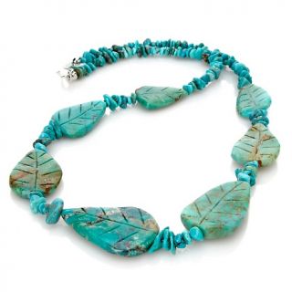  King Carved Turquoise Leaves Sterling Silver 24 Necklace