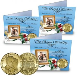 Prince William and Kate 24K Gold Plated Commemorative Coins   Set of 3